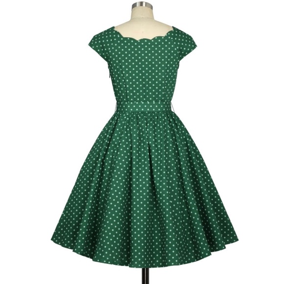 Pin Up Swing Dance Belt Pocket Polka Dot Dress - Picture 2 of 6